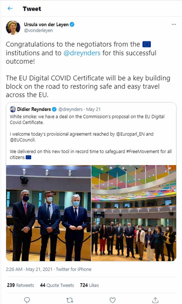 EU、夏の観光再開に最終合意 7月1日からデジタル健康証明書の制度を導入