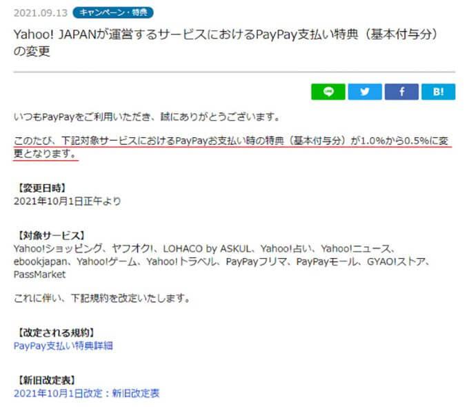 「PayPay STEP」またもや改悪! 10月1日からYahoo!が運営するサービスでPayPayの還元率優遇が廃止に!